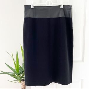 Lafayette 148 Virgin Wool Leather Pencil Skirt